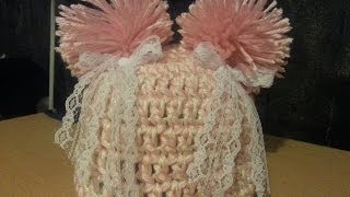 How to Crochet a Hat  Pom Pom Baby Hat [upl. by Halehs]