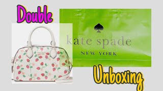 🍓Kate Spade  Double Unboxing  Madison Strawberry Duffle Bag ♠️ katespade crossbodybag unboxing [upl. by Marci]