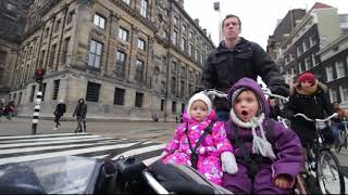 Biking in Amsterdam on a bakfiets with kids [upl. by Gaynor]