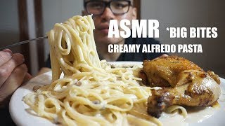 ASMR Eating Sounds CREAMY ALFREDO PASTA BIG BITES  SAVAGE EATING NO TALKING [upl. by Zacharia]