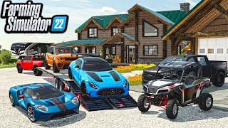 BUILDING 2999999 ELMCREEK MANSION SUPERCARS AND TOYS  FS22 [upl. by Amlev]