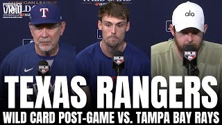 Evan Carter Jordan Montgomery amp Bruce Bochy React to Rangers WC Win vs Tampa Carters Debut [upl. by Imef]