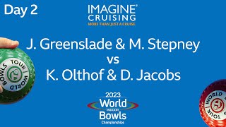 World Indoor Bowls Championship 2023  JGreenslade amp MStepney vs KOlthof amp DJacobs  D2 Match 3 [upl. by Nnylatsirk]