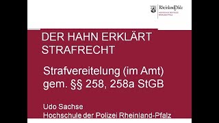 Der Hahn erklärt Strafrecht  §§ 258 258a StGB Strafvereitelung im Amt [upl. by Euhc]