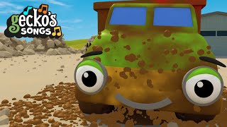 Truck Muddy Madness  5 Little Dumper Trucks  Nursery Rhymes amp Kids Songs  Geckos Garage [upl. by Onifled835]