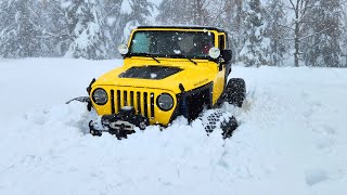 Jeep Wrangler Wheeling in Deep powder snow [upl. by Neeham800]