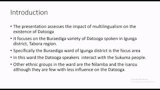 RVN Webinar Series  The impact of multilingualism toward the existence of Datooga language [upl. by Klara842]