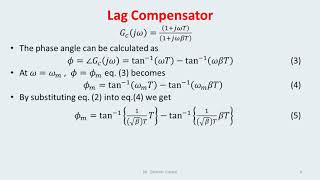 Derivation of frequency response of LAG compensator [upl. by Lunette]