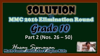 Solution to 2016 MMC Elimination Round Grade 10  MTAP Review  Part 2 [upl. by Irreg]