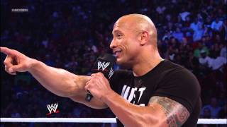 The Rock gets into a battle of wits with Team Rhodes Scholars SmackDown Jan 11 2013 [upl. by Atinal]