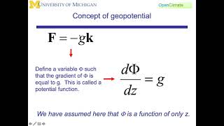 0810 Dynamic Meteorology Definition of the Geopotential [upl. by Marcel95]