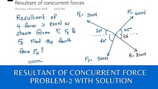 Problem 2 on Resultant of concurrent forces Engineering Mechanics [upl. by Eenram11]