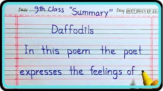 Daffodils by william wordsworth class 9  Summary daffodils class 9th  English With Ilyas [upl. by Ariane]