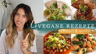 4 easy schnelle amp Anfänger freundliche VEGANE Rezepte  Veganuary  Perfekt für die faulen Tage [upl. by Varhol]