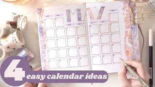 4 ✨Easy✨ Monthly Calendar Ideas for your Bullet Journal [upl. by Telfer306]