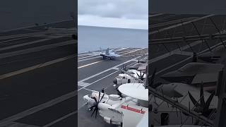 Jets Landing on US Nuclear Air Craft Carrier 🇺🇲🦅 military usnavy usaf shorts ytshorts [upl. by Shayne399]