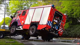 BERGING  Brandweervoertuig op zijn kant tijdens spoedrit Volvo FM 4x4🚒 [upl. by Maggio]