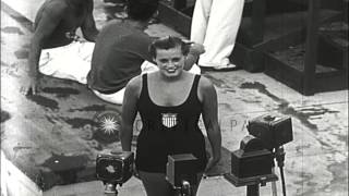 Eleanor Holm competes in a swimming championshipUnited States HD Stock Footage [upl. by Laleb124]