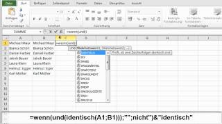 Excel 2010  Zwei Spalten auf identische Inhalte überprüfen [upl. by Ayidah]