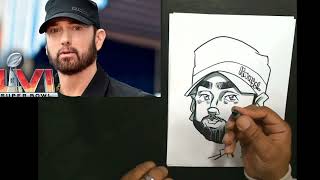 Eminem Easy Caricature Draw Along Tutorial [upl. by Nylkoorb]