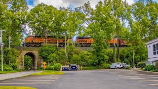 CSX B11506 with 2 BNSF and a end DPU in Fairport NY 9724 [upl. by Kalin]