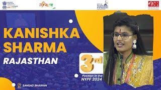 Kanishka Sharma Rajasthan  National Youth Parliament Festival 2024  06 March 2024  MYAS [upl. by Auerbach]