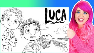 Coloring Luca Disney Pixar Coloring Pages  Luca Sea Monster Ice Cream Cone Coloring Videos [upl. by Bolger521]