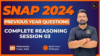 SNAP 2024  Complete Reasoning PYQs Session 03  Mukesh Sir  MBA Pathshala snap2024 [upl. by Sirronal114]