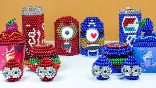 Red Food vs Blue Food Tiktok Challenge with Magnetic balls  Magnet Stop Motion Cooking ASMR [upl. by Julina]