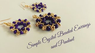 Simple Crystal Earrings and Pendant DIY Beaded Jewelry Beading Tutorials Rondelle Crystal jewelry [upl. by Nrobyalc889]