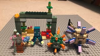 Lego Minecraft 21180 The Guardian Battle Stop Motion Build  Review [upl. by Ienttirb]