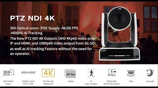 Runpu 4K NDI Camera 60FPS 30X Optical Zoom AI Auto Tracking PTZ Camera for Live StreamingYoutube [upl. by Perseus]