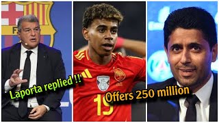 Urgent Nasser AlKhelaifi offers 250 million to join Lamine Yamal a surprise response from Laporta [upl. by Odnomra]