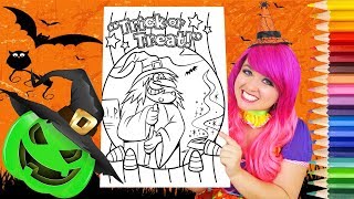 Coloring Halloween Witch Coloring Book Page Prismacolor Colored Pencils  KiMMi THE CLOWN [upl. by Allicserp431]