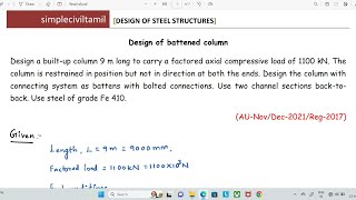 Design of battened column [upl. by Ayat]