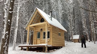 BUILDING a Small Cabin in the WOODS COMPLETE BUILD [upl. by Saxen]