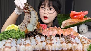 홈마카세 먹방 생새우 아귀간 버터구이까지 Raw Shrimp amp Monkfish Liver Mukbang ASMR [upl. by Cullie]