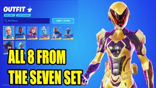 ALL 8 THE SEVEN SET Skins in Fortnite [upl. by Gardiner188]