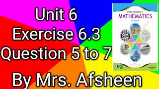 Maths grade 9 unit 6 Exercise 63 Question 5 to 7 new book Fbise afsheeneducation [upl. by Eggett]