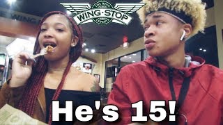 I TOLD MY LITTLE SISTER HER BOYFRIENDS REAL AGE AND THIS HAPPENED  WINGSTOP MUKBANG [upl. by Waiter638]