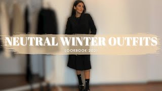 WINTER LOOKBOOK ❄️  SIMPLE OUTFITS  SCHWARZ WEIß NUDE  ZAHRA HOSNI [upl. by Aenej637]