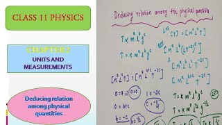 Deducing relation among the physical quantityCBSE CLASS 11 PHYSICS Chapter 2 Units and measurement [upl. by Eldredge]