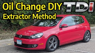 VW Mk6 TDI Oil Change DIY Extractor Method [upl. by Neffets]