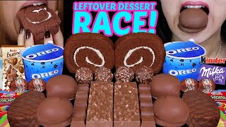 ASMR LEFTOVER DESSERT RACE OREO ICE CREAM CHOCOLATE ROLL CAKE MILKA BIG CHOCOLATE MARSHMALLOWS 먹방 [upl. by Quickel970]