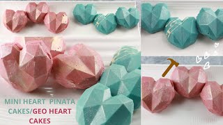 Geo Heart Cake Tutorial  Mini Piñata Heart Cakes  Trending 3D Heart  Breakable Heart Tutorial [upl. by Mallorie]