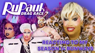 REACTING TO MY RUPAULS DRAG RACE SEASON 14 RUNWAYS [upl. by Annoirb]