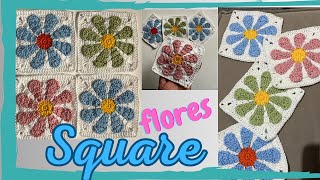 SQUARE FLOR passo a passocrochet [upl. by Eitten]