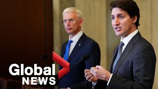 Trudeau Latvias PM Kariņš appear to signal shift in NATOs strategic vision  FULL [upl. by Dagna]