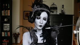 MAKEUP TUTORIAL 1920s Great Gatsby Greyscale  Brow Blocking [upl. by Pegg]