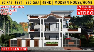 50 x 45 FEET HOUSE PLAN  4BHK BUNGALOW  250 GAJ  2250 SQUARE FEET HOUSE PLAN  DUPLEX DESIGN [upl. by Ettennahs]